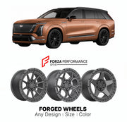 FORGED WHEELS RIMS for CADILLAC VISTIQ 2027+

Custom forged wheels for Cadillac Vistiq 2027+. Made-to-order monoblock, 2-piece and 3-piece rims in custom sizes, offsets, colors and finishes with guaranteed fitment.

We manufacture premium quality forged wheels rims for Cadillac Vistiq 2027+ in any design, size, color.

WHEEL SIZE:

Front: 22 x 10 ET 40
Rear: 22 x 10 ET 40
PCD: 6 x 139.7
CB: 78.1
Material: 6061-T6 Forged Aluminum
THIS WHEEL DESIGN CAN BE CUSTOM-MADE FOR YOUR CAR IN ANY SIZE AND COLOR OPTIONS