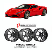 21 INCH FORGED WHEELS RIMS for FERRARI F8 TRIBUTO 2019 - 2022 FORZA PERFORMANCE Mansory Style

We manufacture premium quality forged wheels rims for Ferrari F8 Tributo 2019 - 2022 in any design, size, color.

THIS WHEEL DESIGN CAN BE CUSTOM-MADE FOR YOUR CAR IN ANY SIZE AND COLOR OPTIONS
Available in monoblock, 2-piece, 3-piece, duoblock, beadlock
3D wheel renderings are provided according to the exact dimensions and specifications requested by the client, ensuring proper fitment for their car prior to prod