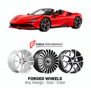 21 INCH FORGED WHEELS RIMS for FERRARI SF90 SPIDER 2020+ FORZA PERFORMANCE Mansory Style

We manufacture premium quality forged wheels rims for Ferrari SF90 Spider 2020+ in any design, size, color.

THIS WHEEL DESIGN CAN BE CUSTOM-MADE FOR YOUR CAR IN ANY SIZE AND COLOR OPTIONS
Available in monoblock, 2-piece, 3-piece, duoblock, beadlock
3D wheel renderings are provided according to the exact dimensions and specifications requested by the client, ensuring proper fitment for their car prior to production
OPT