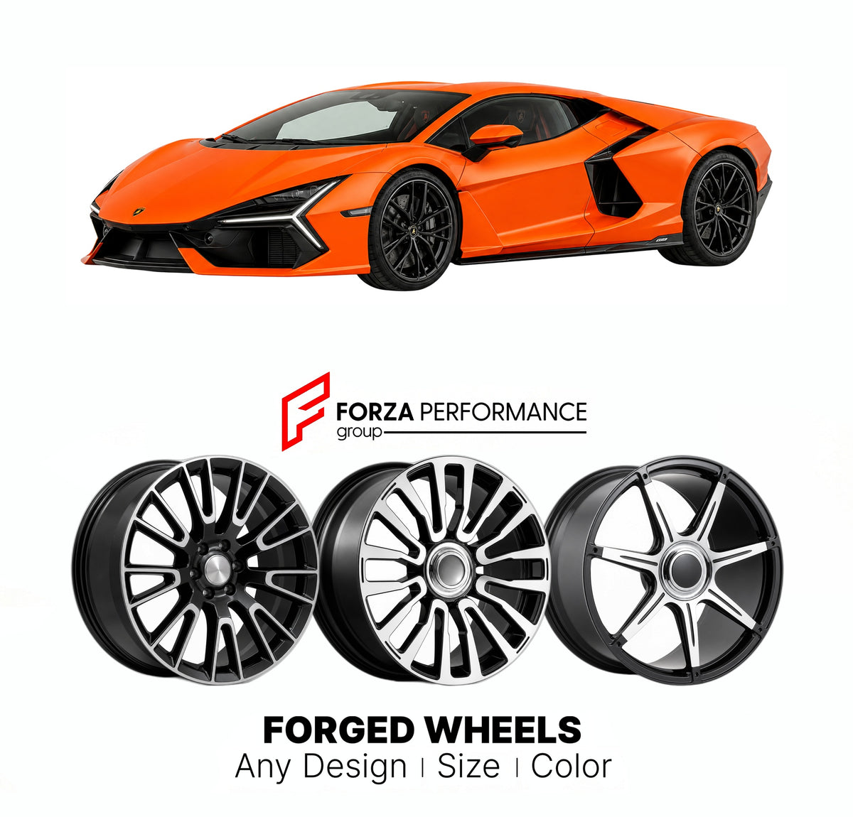 21 INCH FORGED WHEELS RIMS for LAMBORGHINI REVUELTO 2023+ FORZA PERFORMANCE Mansory Style

We manufacture premium quality forged wheels rims for Lamborghini Revuelto 2023+ in any design, size, color.

THIS WHEEL DESIGN CAN BE CUSTOM-MADE FOR YOUR CAR IN ANY SIZE AND COLOR OPTIONS
Available in monoblock, 2-piece, 3-piece, duoblock, beadlock
3D wheel renderings are provided according to the exact dimensions and specifications requested by the client, ensuring proper fitment for their car prior to production
O