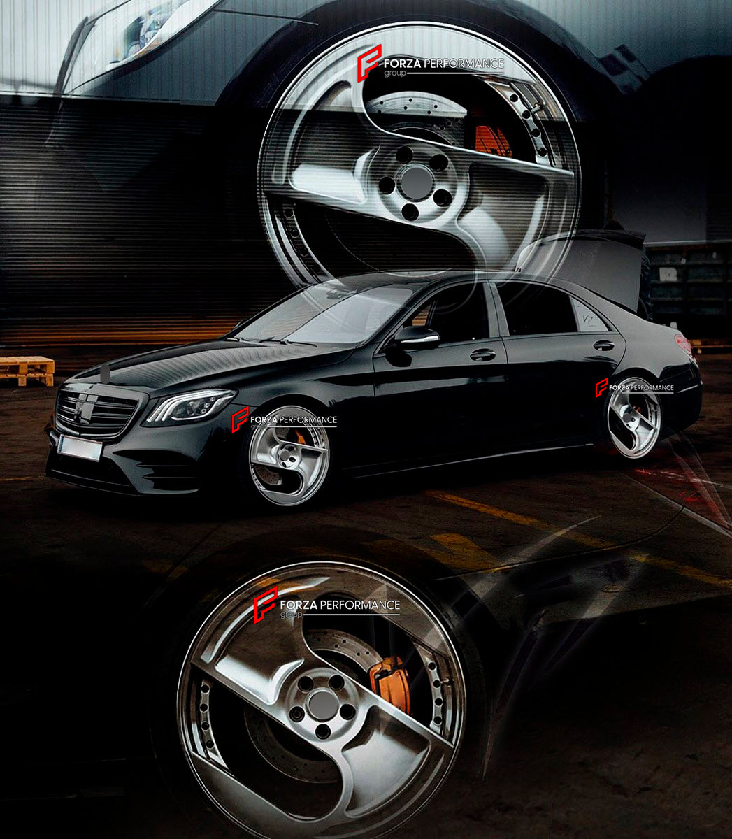 We manufacture premium quality forged wheels for MERCEDES BENZ S CLASS W222 in any design, size, color.

THIS WHEEL DESIGN CAN BE CUSTOM-MADE FOR YOUR CAR IN ANY SIZE AND COLOR OPTIONS
Available in monoblock, 2-piece, 3-piece, duoblock, beadlock
3D wheel renderings are provided according to the exact dimensions and specifications requested by the client, ensuring proper fitment for their car prior to production
OPTIONS:

Brushed, polished, chrome, dual-color, milled face
Floating spinning center caps, alloy