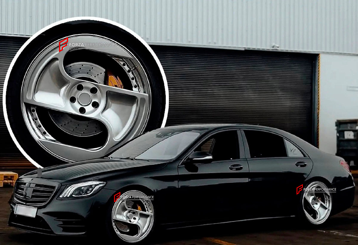 We manufacture premium quality forged wheels for MERCEDES BENZ S CLASS W222 in any design, size, color.

THIS WHEEL DESIGN CAN BE CUSTOM-MADE FOR YOUR CAR IN ANY SIZE AND COLOR OPTIONS
Available in monoblock, 2-piece, 3-piece, duoblock, beadlock
3D wheel renderings are provided according to the exact dimensions and specifications requested by the client, ensuring proper fitment for their car prior to production
OPTIONS:

Brushed, polished, chrome, dual-color, milled face
Floating spinning center caps, alloy