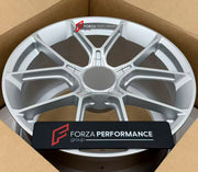We manufactured premium quality forged wheels rims for our client's Porsche 911 991.1 Targa 4S 2011 - 2017 with the following specifications:

WHEEL SIZE:

Front: 20 x 8.5 ET 51
Rear: 21 x 11 ET 52
PCD: 5 x 130
CB: 71.6
Finish: Satin Silver
Material: 6061-T6 Forged Aluminum
THIS WHEEL DESIGN CAN BE CUSTOM-MADE FOR YOUR CAR IN ANY SIZE AND COLOR OPTIONS
Available in monoblock, 2-piece, 3-piece, duoblock, beadlock
3D wheel renderings are provided according to the exact dimensions and specifications requested 
