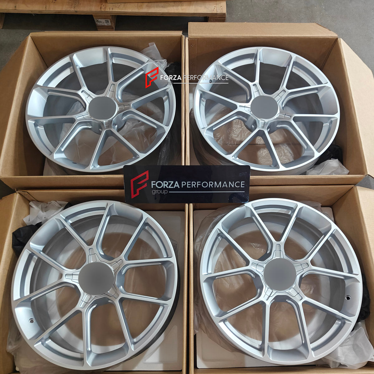 We manufactured premium quality forged wheels rims for our client's Porsche 911 991.1 Targa 4S 2011 - 2017 with the following specifications:

WHEEL SIZE:

Front: 20 x 8.5 ET 51
Rear: 21 x 11 ET 52
PCD: 5 x 130
CB: 71.6
Finish: Satin Silver
Material: 6061-T6 Forged Aluminum
THIS WHEEL DESIGN CAN BE CUSTOM-MADE FOR YOUR CAR IN ANY SIZE AND COLOR OPTIONS
Available in monoblock, 2-piece, 3-piece, duoblock, beadlock
3D wheel renderings are provided according to the exact dimensions and specifications requested 