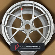 We manufactured premium quality forged wheels rims for our client's Porsche 911 991.2 GT3 2015 - 2020 with the following specifications:

WHEEL SIZE:

Front: 20 x 9 ET 52
Rear: 20 x 12 ET 44
PCD: 5 x 130
CB: 71.6
Finish: Gloss Silver
Material: 6061-T6 Forged Aluminum
THIS WHEEL DESIGN CAN BE CUSTOM-MADE FOR YOUR CAR IN ANY SIZE AND COLOR OPTIONS
Available in monoblock, 2-piece, 3-piece, duoblock, beadlock
3D wheel renderings are provided according to the exact dimensions and specifications requested by the 