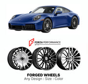 21 INCH FORGED WHEELS RIMS for PORSCHE 911 992.2 2024+ FORZA PERFORMANCE Mansory Style

We manufacture premium quality forged wheels rims for Porsche 911 992.2 2024+ in any design, size, color.

THIS WHEEL DESIGN CAN BE CUSTOM-MADE FOR YOUR CAR IN ANY SIZE AND COLOR OPTIONS
Available in monoblock, 2-piece, 3-piece, duoblock, beadlock
3D wheel renderings are provided according to the exact dimensions and specifications requested by the client, ensuring proper fitment for their car prior to production
OPTIONS