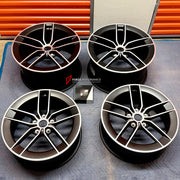 We manufacture premium quality forged wheels rims for Porsche 911 992.2 GTS Carrera 2024+ in any design, size, color.

WHEEL SIZE:

Front: 20 x 8.5 ET 50
Rear: 21 x 11.5 ET 79
PCD: 5 x 130
CB: 71.6
Finish: Satin Black
Material: 6061-T6 Forged Aluminum
THIS WHEEL DESIGN CAN BE CUSTOM-MADE FOR YOUR CAR IN ANY SIZE AND COLOR OPTIONS
Available in monoblock, 2-piece, 3-piece, duoblock, beadlock
3D wheel renderings are provided according to the exact dimensions and specifications requested by the client, ensuring