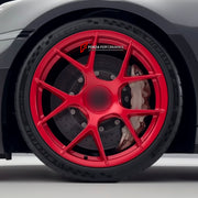 We manufacture premium quality forged wheels rims for Porsche 911 992 GT3 GTS GTC Cabriolet 2019+ in any design, size, color.

WHEEL SIZE:

Front: 20 x 8.5 ET 53
Rear: 21 x 11.5 ET 67
PCD: 5 x 130
CB: 71.6
Finish: Satin Crimson Red
Material: 6061-T6 Forged Aluminum
THIS WHEEL DESIGN CAN BE CUSTOM-MADE FOR YOUR CAR IN ANY SIZE AND COLOR OPTIONS
Available in monoblock, 2-piece, 3-piece, duoblock, beadlock
3D wheel renderings are provided according to the exact dimensions and specifications requested by the cl