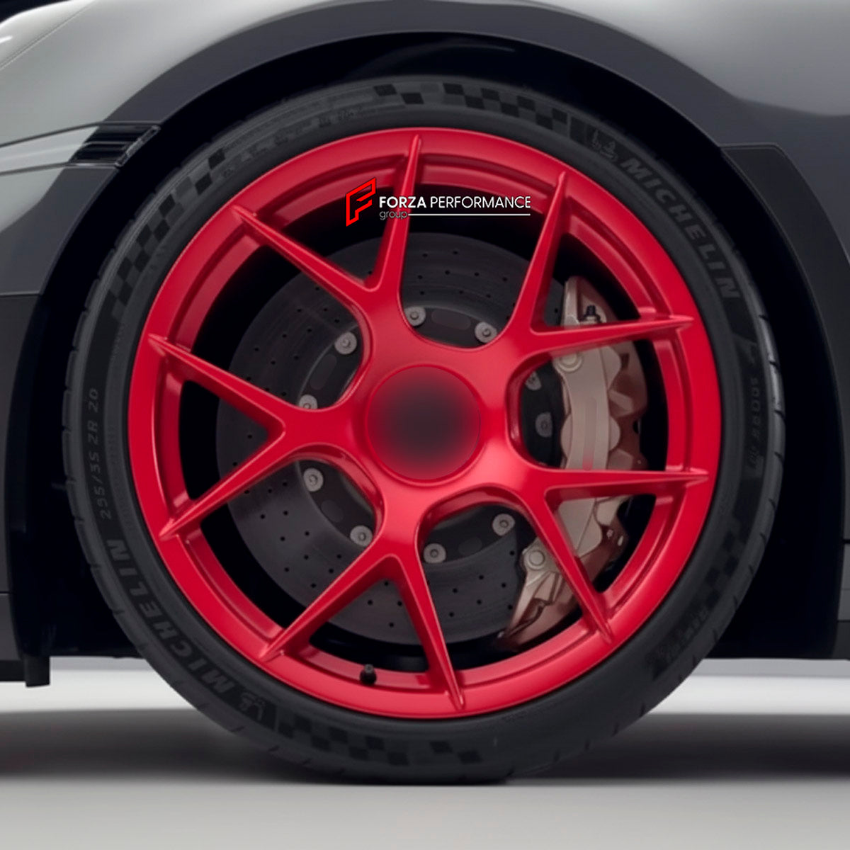 We manufacture premium quality forged wheels rims for Porsche 911 992 GT3 GTS GTC Cabriolet 2019+ in any design, size, color.

WHEEL SIZE:

Front: 20 x 8.5 ET 53
Rear: 21 x 11.5 ET 67
PCD: 5 x 130
CB: 71.6
Finish: Satin Crimson Red
Material: 6061-T6 Forged Aluminum
THIS WHEEL DESIGN CAN BE CUSTOM-MADE FOR YOUR CAR IN ANY SIZE AND COLOR OPTIONS
Available in monoblock, 2-piece, 3-piece, duoblock, beadlock
3D wheel renderings are provided according to the exact dimensions and specifications requested by the cl
