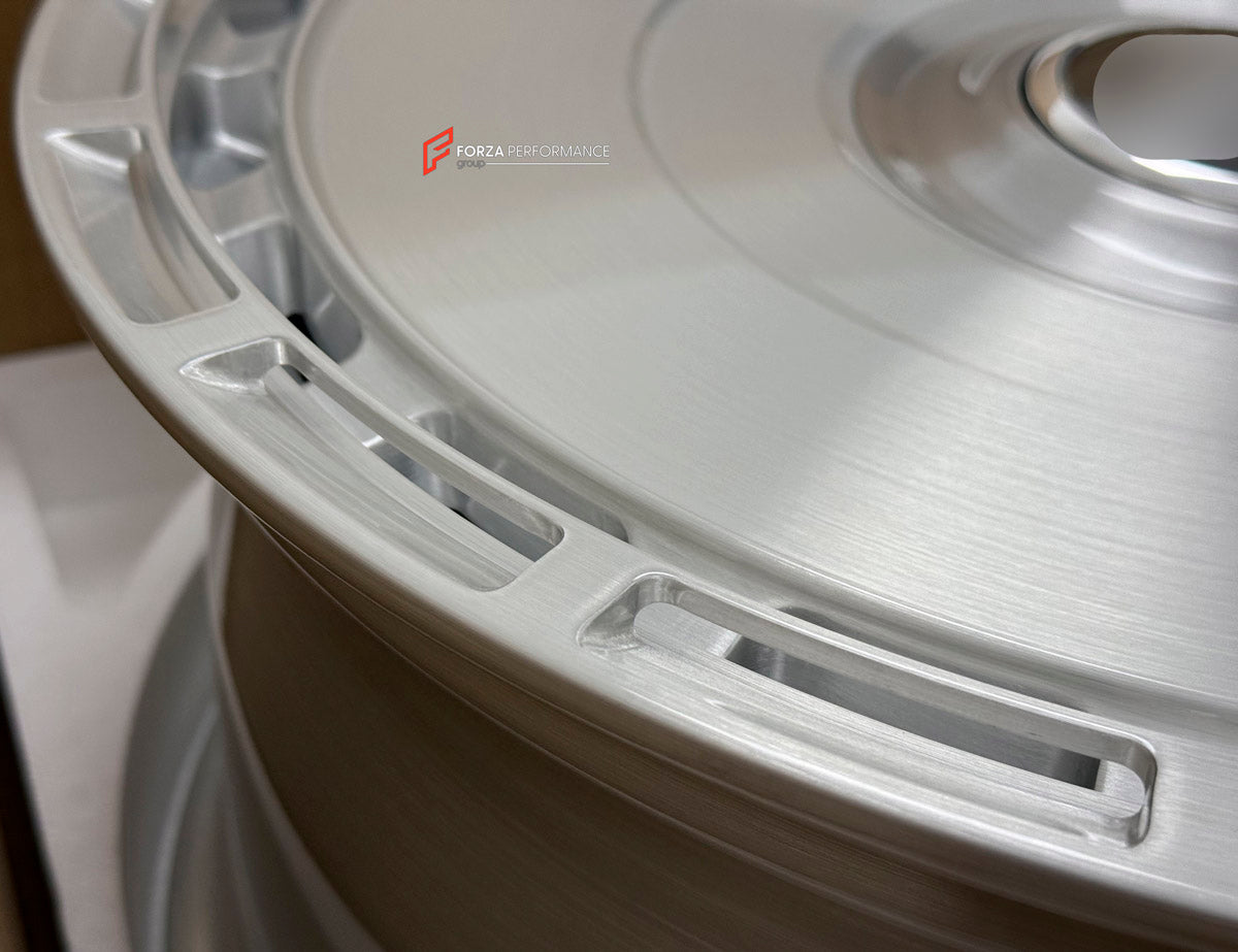 We manufactured premium quality forged wheels rims for our client's Rolls Royce Ghost 2014 - 2020 with the following specifications:

WHEEL SIZE:

Front: 20 x 8.5 ET 20
Rear: 20 x 9.5 ET 28
PCD: 5 x 120
CB: 72.6
Finish: Brushed Clear Coating
Material: 6061-T6 Forged Aluminum
THIS WHEEL DESIGN CAN BE CUSTOM-MADE FOR YOUR CAR IN ANY SIZE AND COLOR OPTIONS
Available in monoblock, 2-piece, 3-piece, duoblock, beadlock
3D wheel renderings are provided according to the exact dimensions and specifications requested