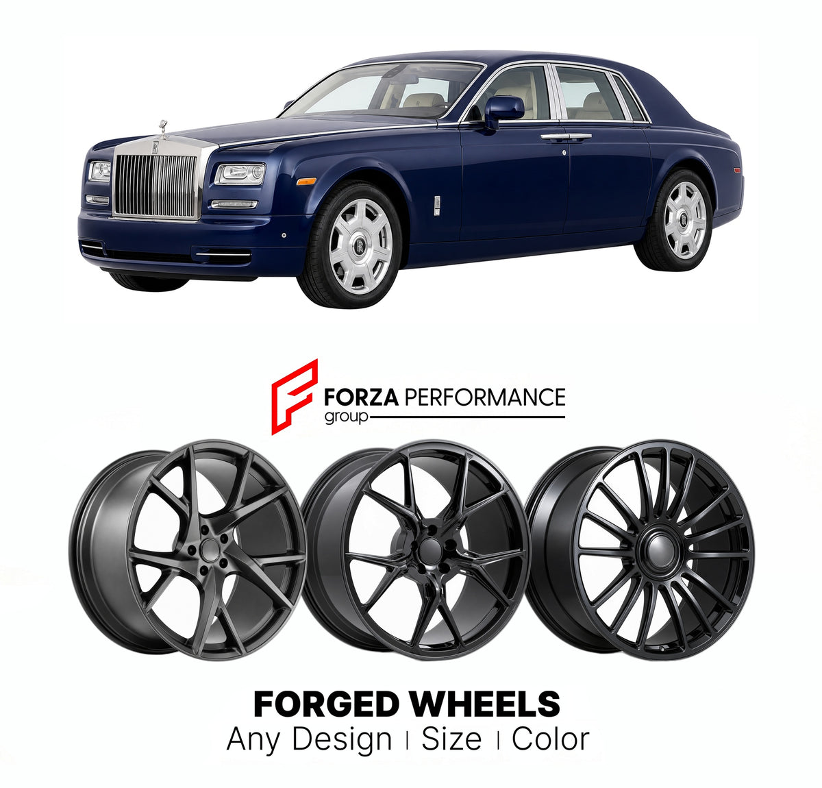 21 INCH FORGED WHEELS RIMS for ROLLS-ROYCE GHOST I 2009 - 2014 FORZA PERFORMANCE Mansory Style

We manufacture premium quality forged wheels rims for Rolls-Royce Ghost I 2009 - 2014 in any design, size, color.

THIS WHEEL DESIGN CAN BE CUSTOM-MADE FOR YOUR CAR IN ANY SIZE AND COLOR OPTIONS
Available in monoblock, 2-piece, 3-piece, duoblock, beadlock
3D wheel renderings are provided according to the exact dimensions and specifications requested by the client, ensuring proper fitment for their car prior to pr
