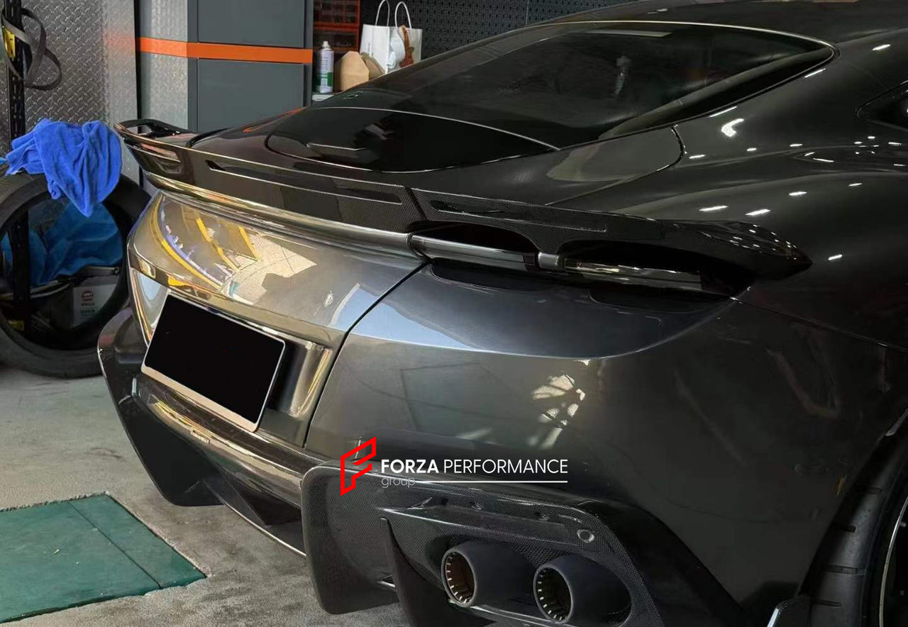 DRY CARBON REAR SPOILER AND DIFFUSER for FERRARI ROMA  Set includes:  Rear Spoiler Rear Diffuser