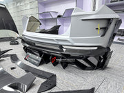 CARBON BODY KIT for LAMBORGHINI URUS S PERFORMANTE

Set includes:

Front Bumper 
Hood
Side Fenders
Side Skirts
Roof Spoiler
Rear Spoiler
Rear Bumper
Exhaust Tips
Exhaust System

Material: Carbon Fiber

Note: Professional installation is required.
