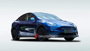 Forza Carbon Body Kit Design for Tesla Model Y  Set includes:  Front lip Side skirts  Rear diffuser Rear spoiler