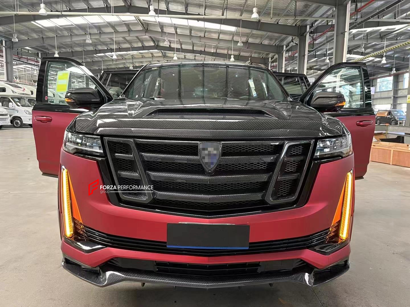 DRY CARBON BODY KIT for CADILLAC ESCALADE 2021 - 2024

Set includes:


Front Lip with Led DRL
Front Grille
Hood / Bonnet
Side Mirror Covers
Fender Flares

Roof Spoiler
Rear Diffuser

Material: Carbon Fiber

Note: Professional installation is required.