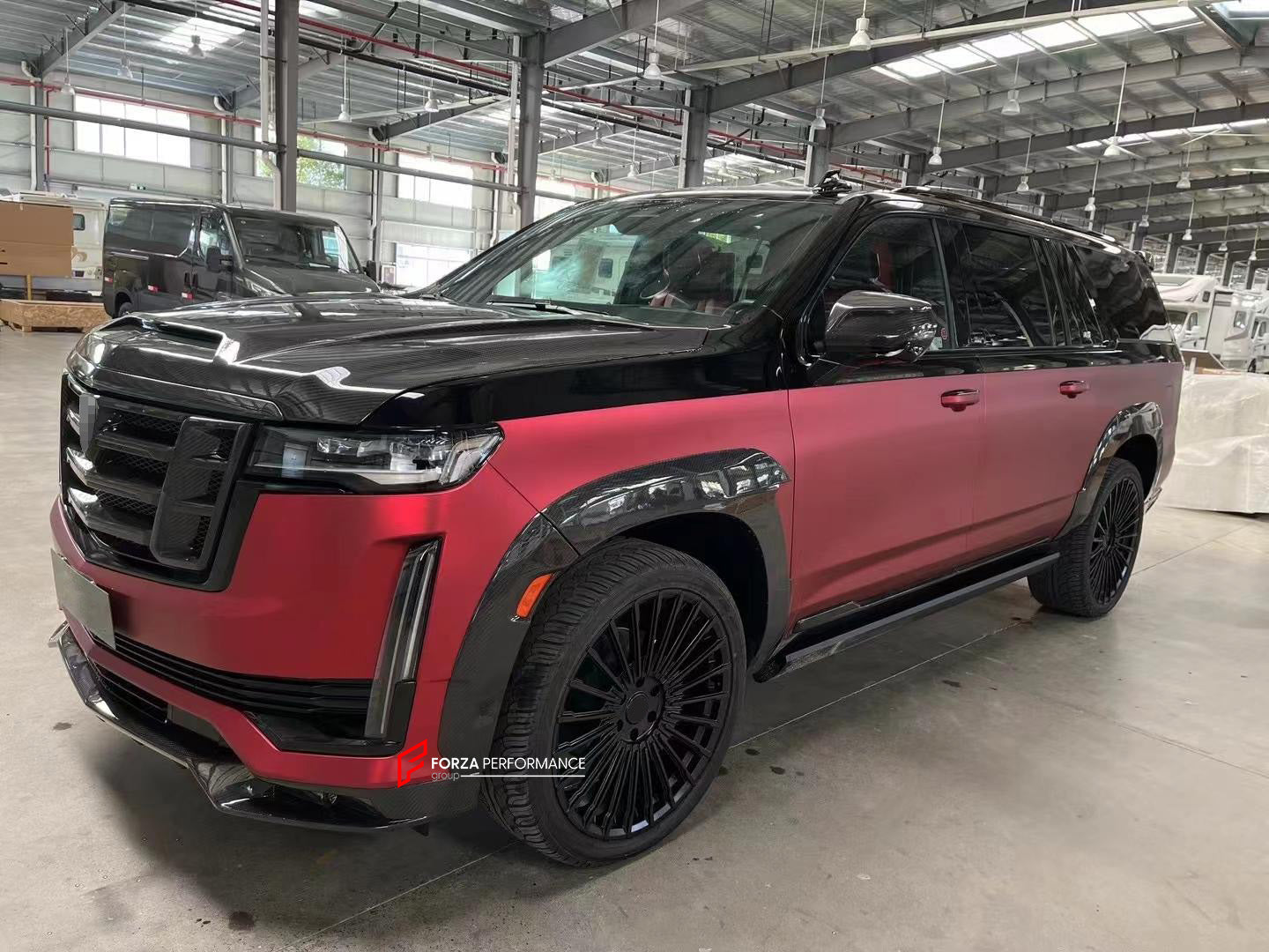 DRY CARBON BODY KIT for CADILLAC ESCALADE 2021 - 2024

Set includes:


Front Lip with Led DRL
Front Grille
Hood / Bonnet
Side Mirror Covers
Fender Flares

Roof Spoiler
Rear Diffuser

Material: Carbon Fiber

Note: Professional installation is required.
