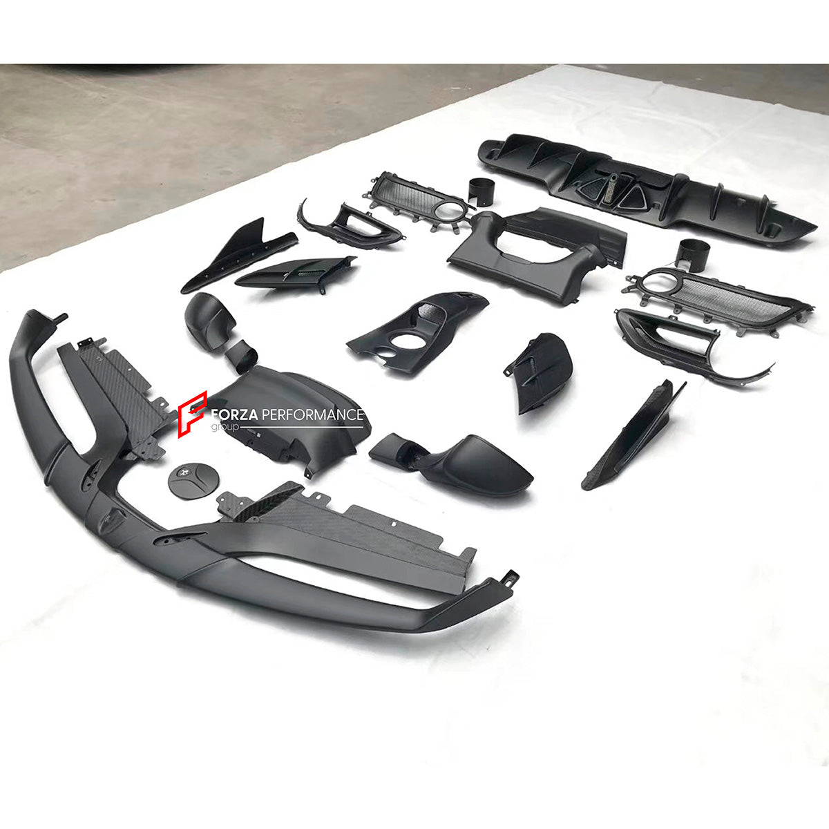 DRY CARBON BODY KIT for FERRARI 488 2015 - 2020

Set includes:

Front Lip
Side Mirror Covers
Side Skirts Add-Ons
Rear Air Guide
Gas Cap
Engine Bay Panel
Engine Compartments Side Covers
Airbox Lock Cover
Tailpipe
Rear Diffuser

Material: Carbon fiber