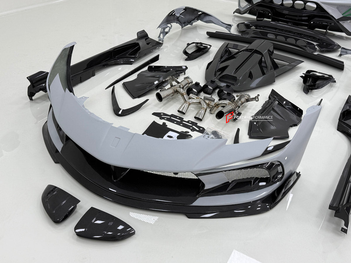 CARBON BODY KIT for FERRARI SF90

Set includes:

Front Lip
Front Bumper Assembly
Hood Bonnet
Front Fenders
Side Mirror Covers
Side Skirts
Side Air Vents
Rear Engine Bay Lid
Rear Wing Spoiler
Rear Bumper Assembly

Exhaust System

Material: Dry Carbon Fiber

Note: Professional installation is required.

Why “Contact Us for Pricing”?

We don’t display fixed prices because our goal is to offer you the most competitive deal possible. Product costs often decrease over time, and by requesting a quote, you’ll recei