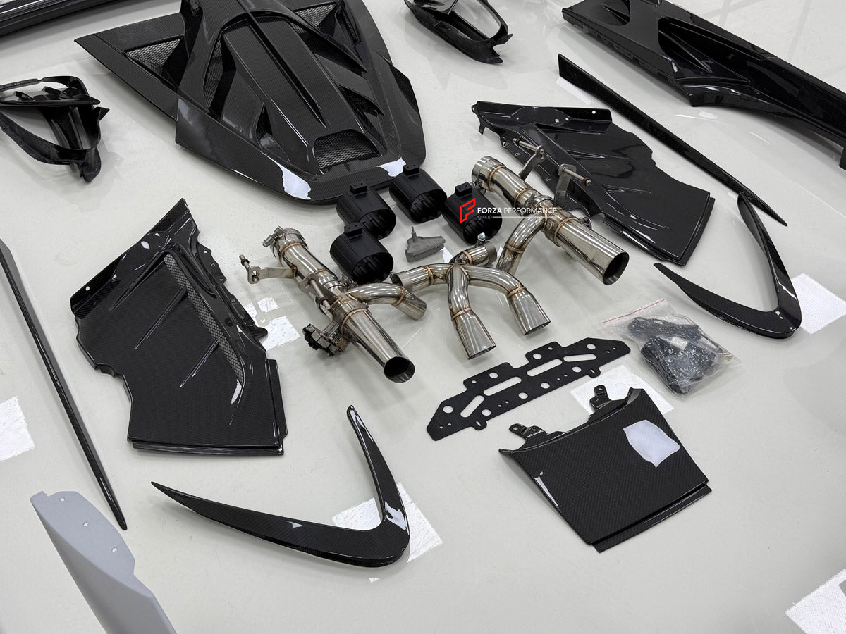 CARBON BODY KIT for FERRARI SF90

Set includes:

Front Lip
Front Bumper Assembly
Hood Bonnet
Front Fenders
Side Mirror Covers
Side Skirts
Side Air Vents
Rear Engine Bay Lid
Rear Wing Spoiler
Rear Bumper Assembly

Exhaust System

Material: Dry Carbon Fiber

Note: Professional installation is required.

Why “Contact Us for Pricing”?

We don’t display fixed prices because our goal is to offer you the most competitive deal possible. Product costs often decrease over time, and by requesting a quote, you’ll recei