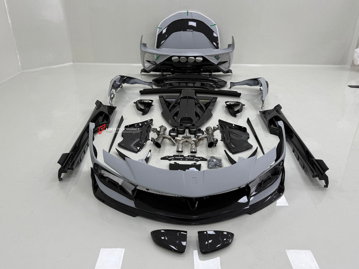 CARBON BODY KIT for FERRARI SF90

Set includes:

Front Lip
Front Bumper Assembly
Hood Bonnet
Front Fenders
Side Mirror Covers
Side Skirts
Side Air Vents
Rear Engine Bay Lid
Rear Wing Spoiler
Rear Bumper Assembly

Exhaust System

Material: Dry Carbon Fiber

Note: Professional installation is required.

Why “Contact Us for Pricing”?

We don’t display fixed prices because our goal is to offer you the most competitive deal possible. Product costs often decrease over time, and by requesting a quote, you’ll recei