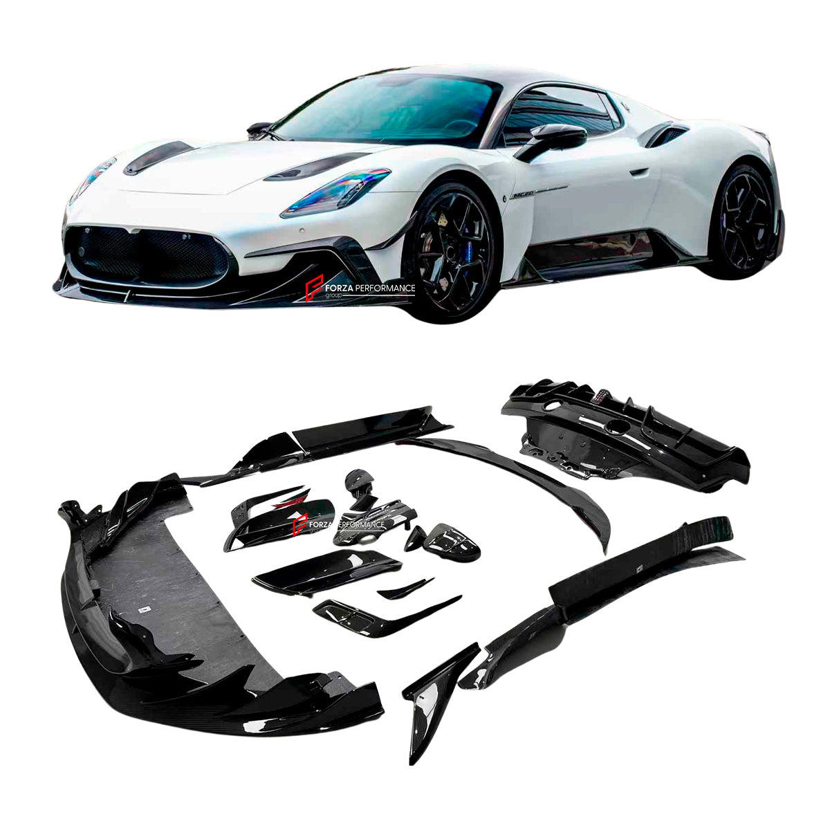 MANSORY STYLE DRY CARBON BODY KIT for MASERATI MC20 2020+

Set includes:


Front Lip
Front Bumper Trims
Front Canards
Hood / Bonnet
Hood Air Vents
Side Mirror Covers
Side Skirts
Rear Spoiler
Rear Diffuser

Material: Dry Carbon

Note: Professional installation is required.