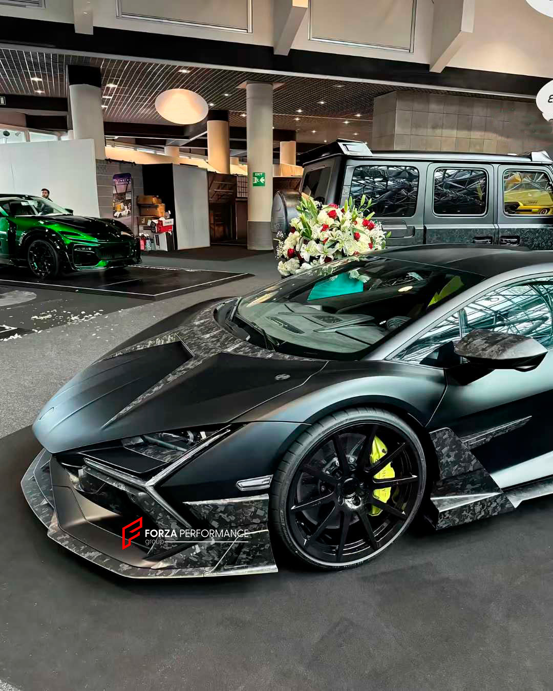 FORGED CARBON BODY KIT for LAMBORGHINI REVUELTO 2023+

Set includes:

Front Lip
Middle Air Splitter for Front Bumper
Air Splitter for Front Bumper
Front Radar Cover
Headlight Covers
Hood / Bonnet
Side Skirts

Rear Spoiler
Rear Diffuser

Material: Dry Carbon or Forged Carbon
