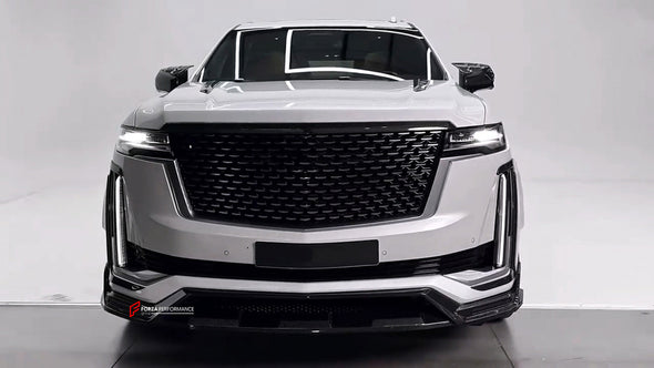 WIDE BODY KIT for CADILLAC ESCALADE 2021 - 2024

Set includes:


Front Lip
Front Bumper Trims
Grille Cover
Roof Spoiler 
Rear Diffuser 
Exhaust Tips

Material: Carbon Fiber

Note: Professional installation is required.

CONTACT US FOR PRICING&nbsp;

Payment ►
Visa
Mastercard
PayPal with a credit card (add 4.4% at checkout)
Payoneer
Cryptocurrency
Shipment ►
By express DHL/UPS/TNT/FedEx
To the local international airport
Special line by air
Special line by the sea
To Europe and the UK by train

Please let us