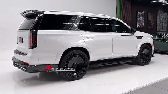 WIDE BODY KIT for CADILLAC ESCALADE 2021 - 2024

Set includes:


Front Lip
Front Bumper Trims
Grille Cover
Roof Spoiler 
Rear Diffuser 
Exhaust Tips

Material: Carbon Fiber

Note: Professional installation is required.

CONTACT US FOR PRICING&nbsp;

Payment ►
Visa
Mastercard
PayPal with a credit card (add 4.4% at checkout)
Payoneer
Cryptocurrency
Shipment ►
By express DHL/UPS/TNT/FedEx
To the local international airport
Special line by air
Special line by the sea
To Europe and the UK by train

Please let us