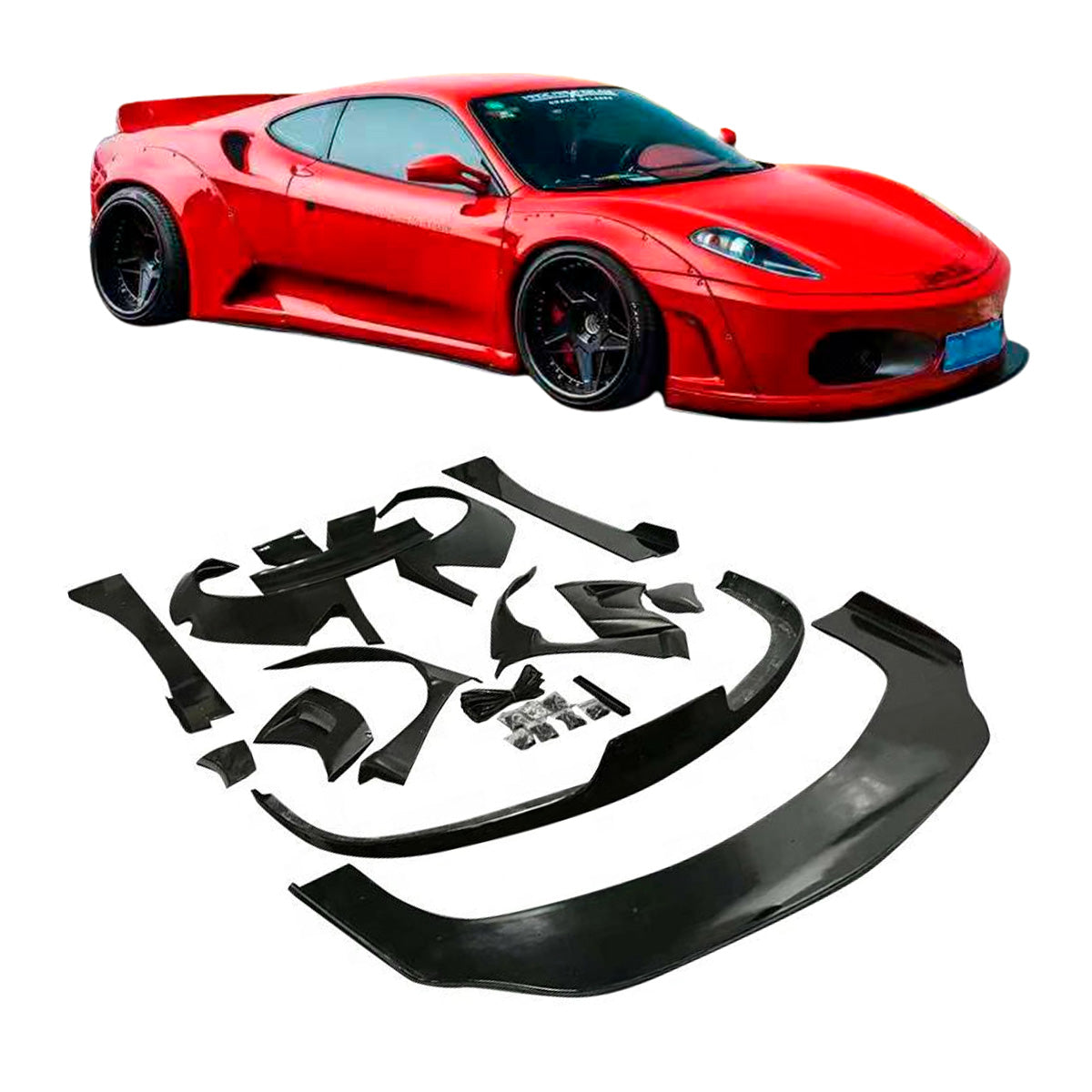 WIDE BODY KIT for FERRARI F430 2004 - 2009


Set includes:
Front Lip
Front Fenders
Side Skirts
Rear Fenders
Rear Spoiler
Rear Diffuser

Material: Fiberglass

Contact us for pricing

NOTE: Professional installation is required.