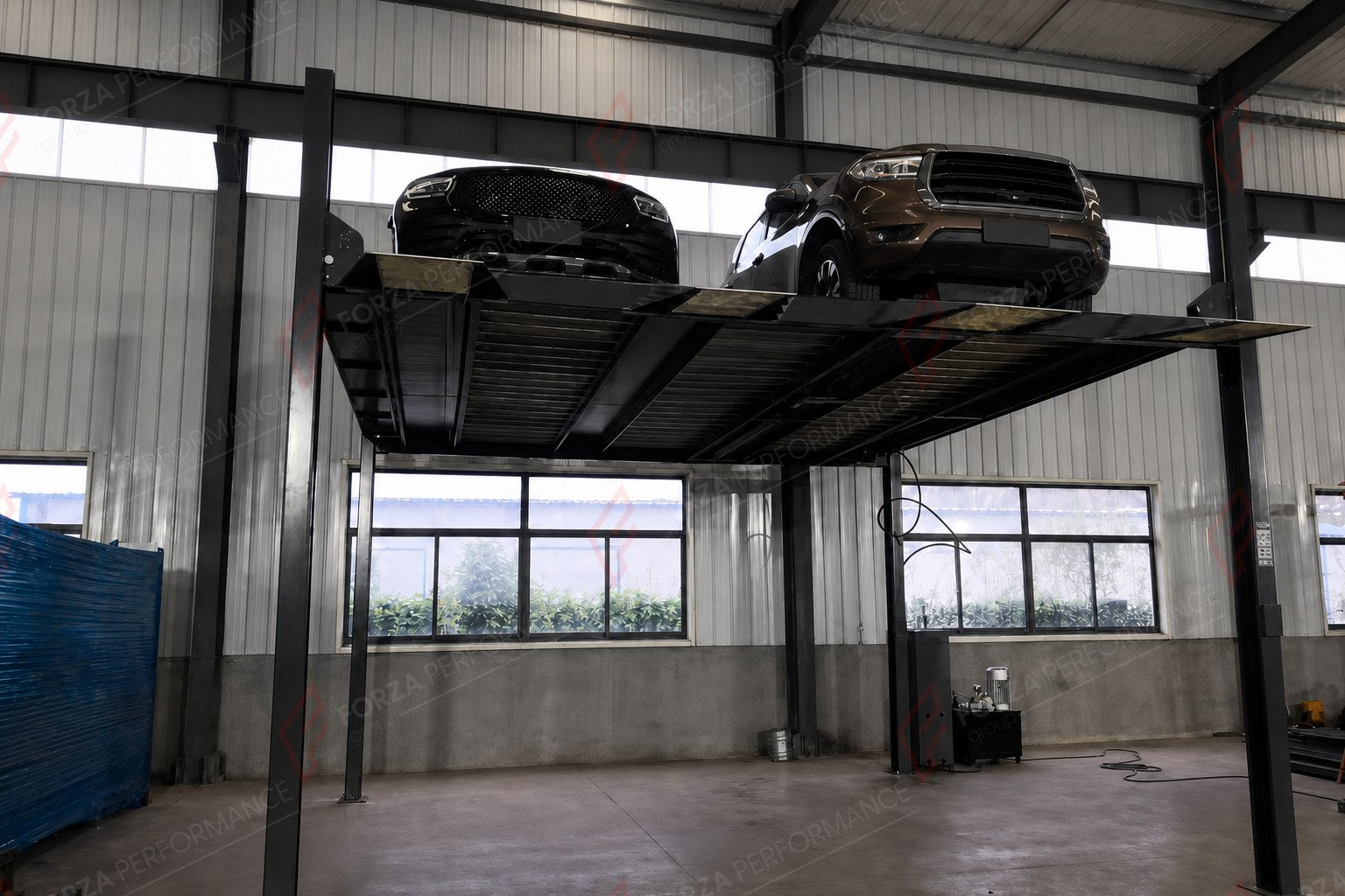 FP-360D Double Four-Post Garage Parking Lift - 4-Car Drive-On Storage, 4,000 kg - elevador de garaje / rangement garage