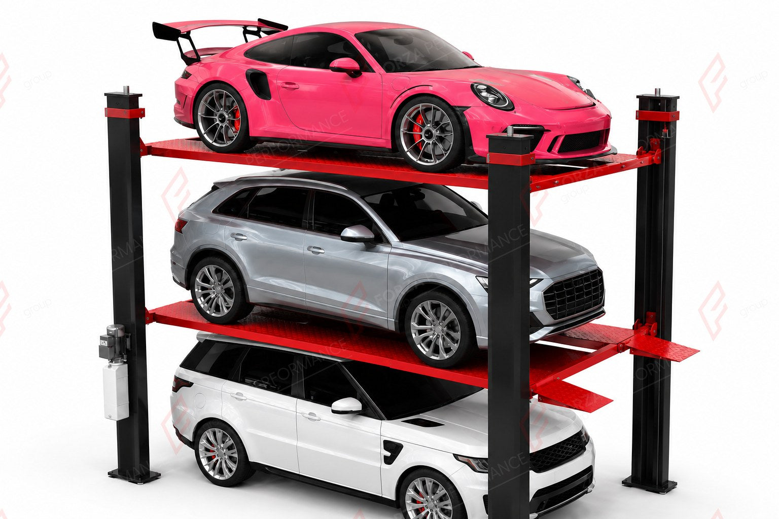 FP-360X Extended Four-Post Garage Parking Lift - 3-Car Drive-On Storage - elevador de coches / monte-voiture