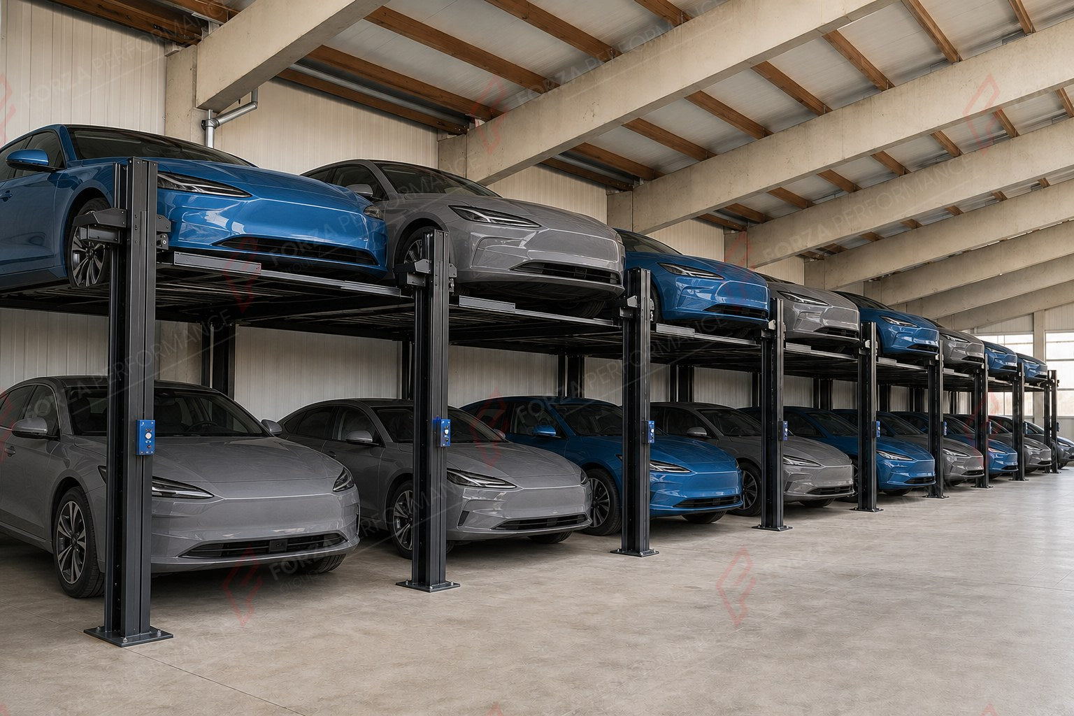 FP-360X Extended Four-Post Garage Parking Lift - 3-Car Drive-On Storage - apilador de coches / parking pour voiture