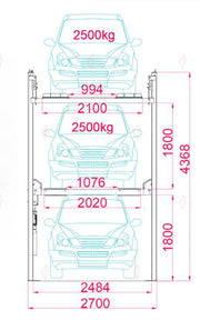 FP-360X Extended Four-Post Garage Parking Lift - 3-Car Drive-On Storage - almacenamiento de vehículos / rangement de voiture