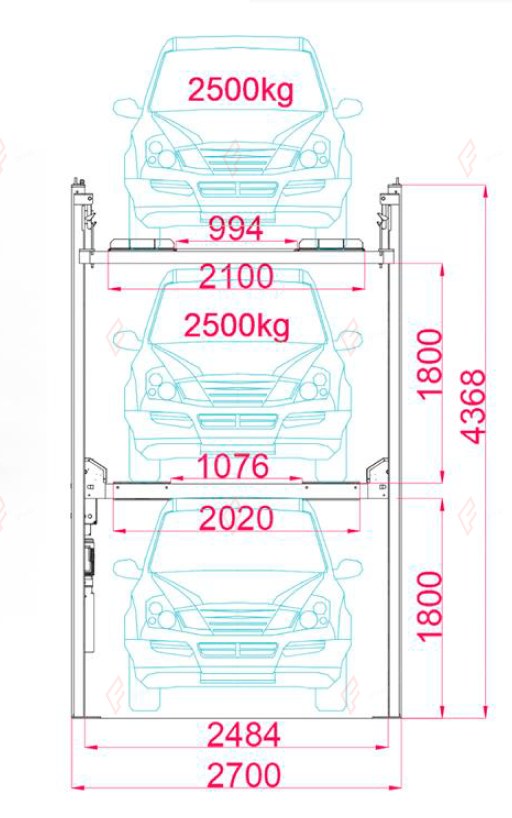 FP-360X Extended Four-Post Garage Parking Lift - 3-Car Drive-On Storage - almacenamiento de vehículos / rangement de voiture