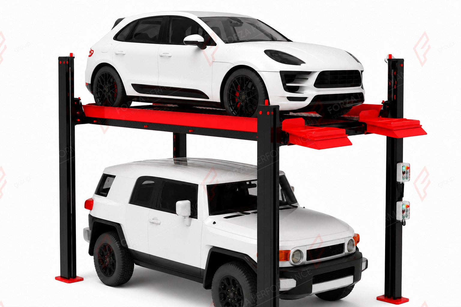 FP-630 Heavy-Duty Four-Post Garage Parking Lift - Drive-On Car Storage - elevador hidráulico para coches / stockage de véhicules