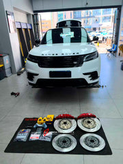 We manufacture premium quality carbon ceramic brakes discs rotors for LAND ROVER RANGE ROVER VELAR L560 2017 - 2023 in any size

Specification:

Authentic AP Racing CP8521 6 Pot Front Brake Calipers
Front disc: 410 mm, thickness 36 mm


Includes: brake disсs / rotors, brake pads, brackets for calipers, hoses.

BRAKE DISCS ROTORS CAN BE MADE FOR YOUR CAR IN ANY SIZE AND UPGRADED FROM IRON / STEEL DISCS TO CARBON CERAMIC

PLEASE INCLUDE YOUR CAR VIN, MODEL, YEAR AND WHEELS SIZE.

Note: Professional installati