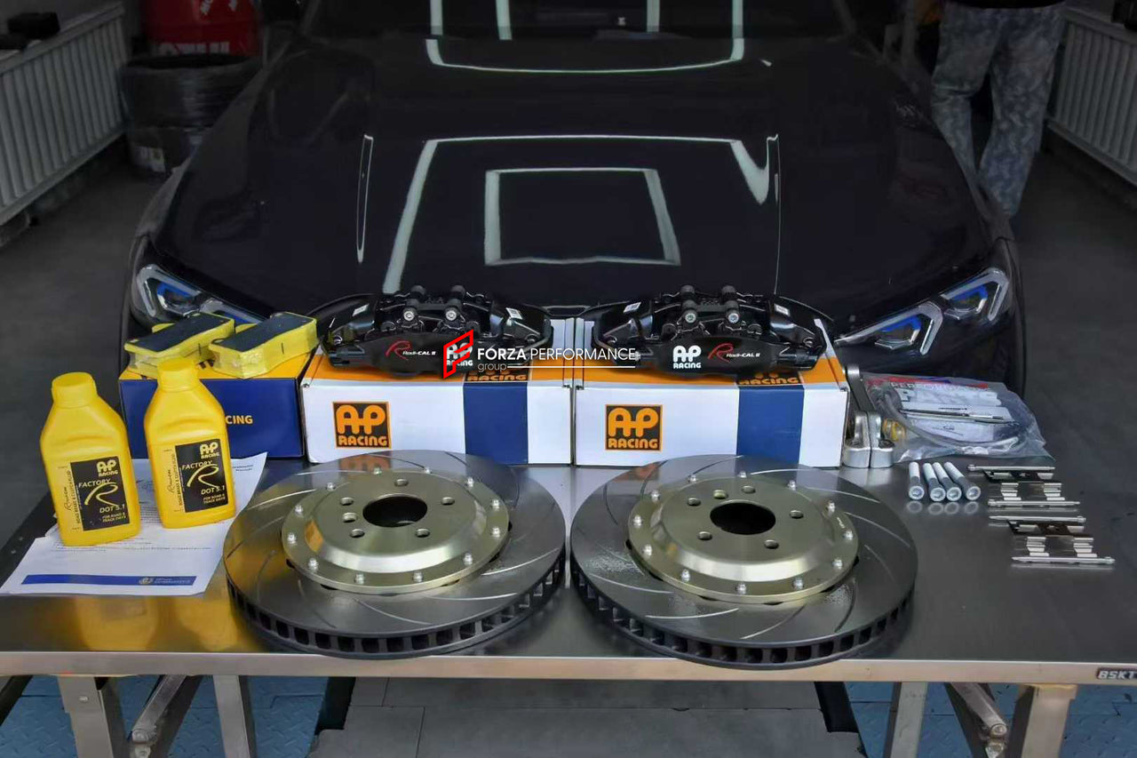 FRONT BIG BRAKE KIT BBK for BMW 3 SERIES 330i G20 LCI 2022 - 2024

Forza Performance Group offers various types of big brake kits, all types of aftermarket brake calipers, as well as genuine original brands of all types, such as AP Racing, Brembo, Akebono, AMG, M Performance, Audi, Porsche, Lamborghini, Toyota TRD, etc.

Current set includes:

2x Authentic AP Racing CP9540 4 Pot Front Brake Calipers

2x Front Brake Discs 355 mm

2x Brake Caliper Adapters
2x Brake Pads


PLEASE INCLUDE YOUR VIN, MODEL AND YE
