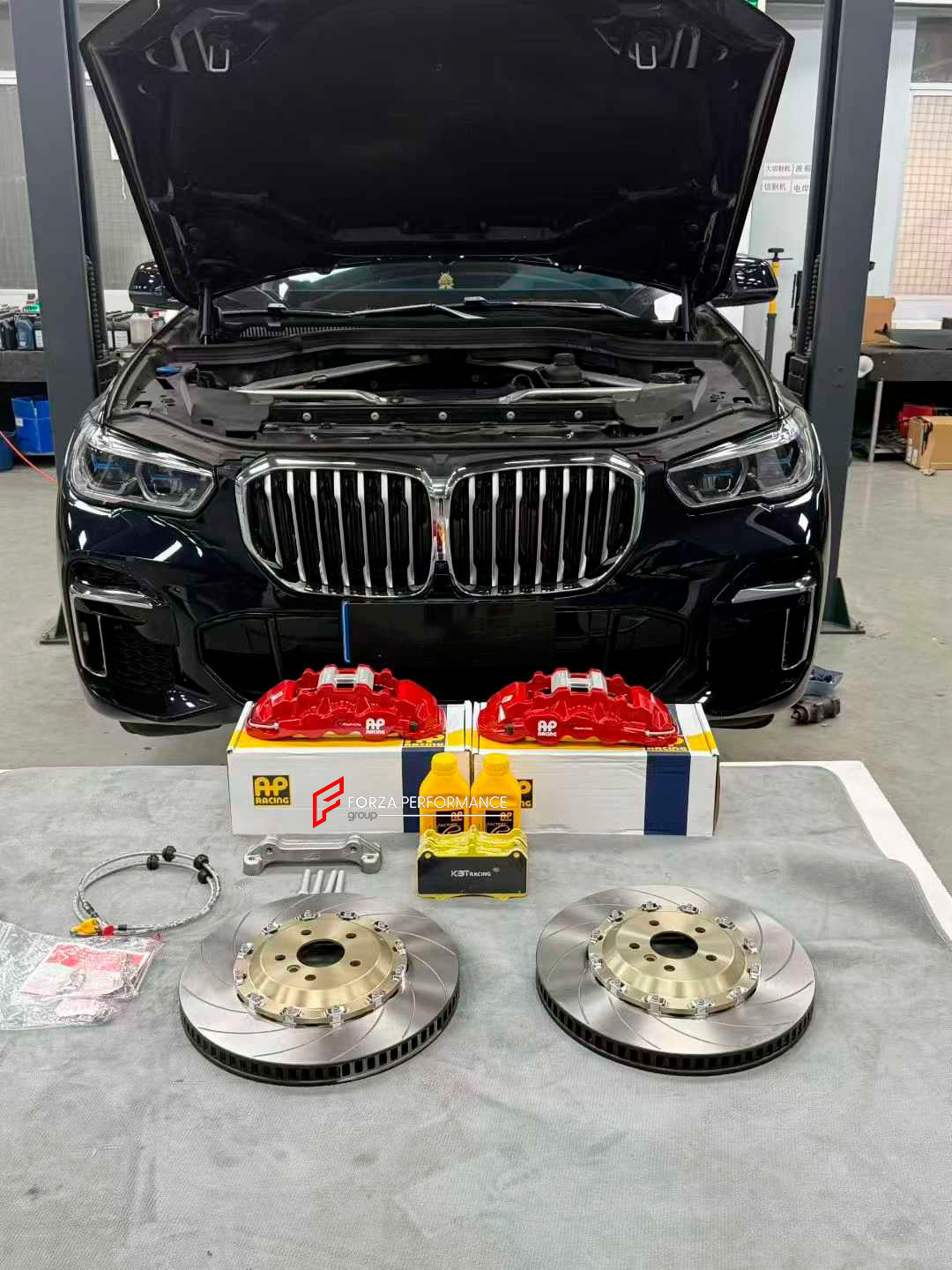 FRONT BIG BRAKE KIT BBK for BMW X5 xDRIVE30Li G05 G18 2018 - 2023

Forza Performance Group offers various types of big brake kits, all types of aftermarket brake calipers, as well as genuine original brands of all types, such as AP Racing, Brembo, Akebono, AMG, M Performance, Audi, Porsche, Lamborghini, Toyota TRD, etc.

Current set includes:

2x Authentic AP Racing CP8520 6 Pot Front Brake Calipers

2x Front Brake Discs 390 mm

2x Brake Caliper Adapters
2x Brake Pads


PLEASE INCLUDE YOUR VIN, MODEL AND YE