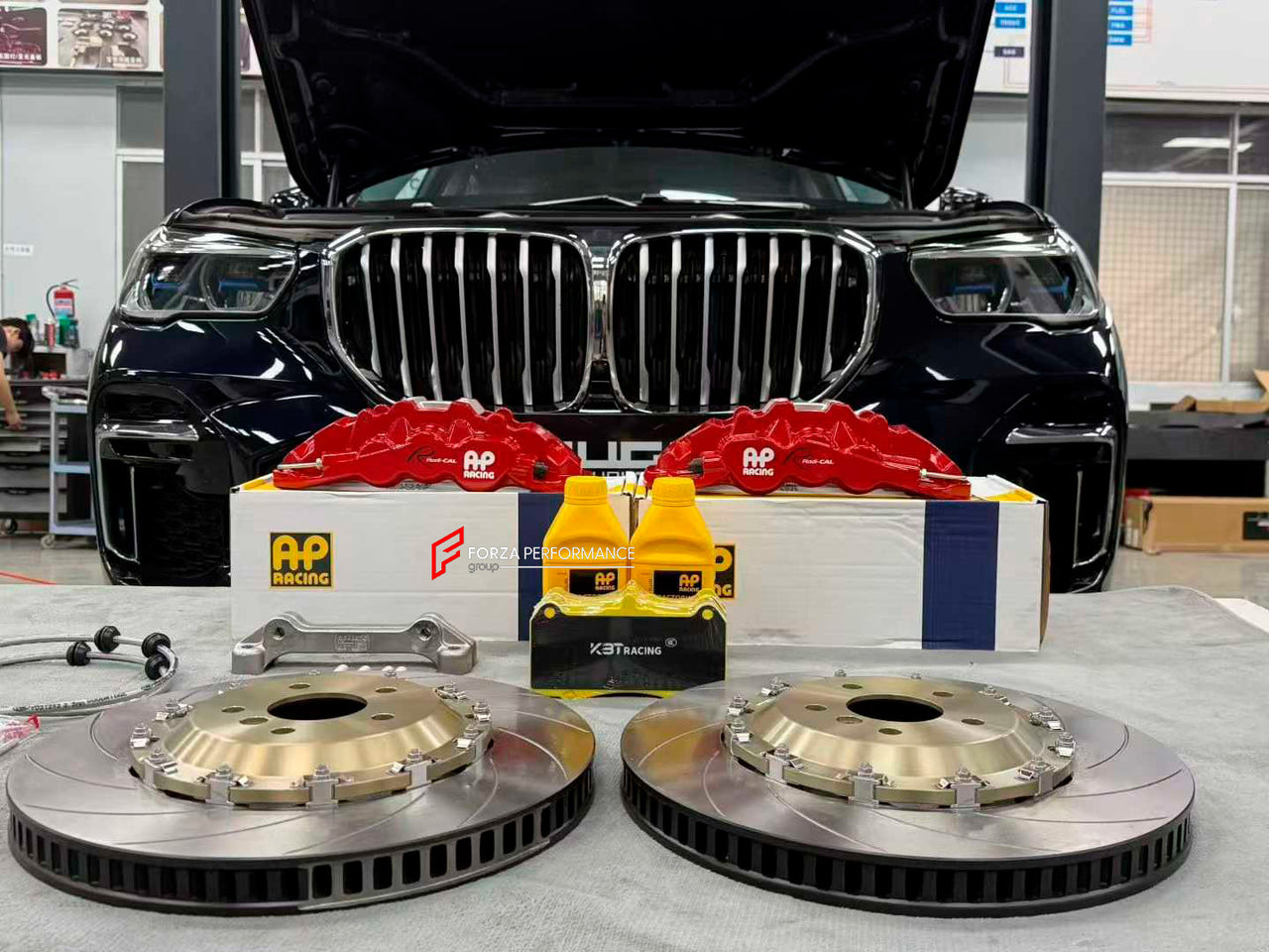 FRONT BIG BRAKE KIT BBK for BMW X5 xDRIVE30Li G05 G18 2018 - 2023

Forza Performance Group offers various types of big brake kits, all types of aftermarket brake calipers, as well as genuine original brands of all types, such as AP Racing, Brembo, Akebono, AMG, M Performance, Audi, Porsche, Lamborghini, Toyota TRD, etc.

Current set includes:

2x Authentic AP Racing CP8520 6 Pot Front Brake Calipers

2x Front Brake Discs 390 mm

2x Brake Caliper Adapters
2x Brake Pads


PLEASE INCLUDE YOUR VIN, MODEL AND YE