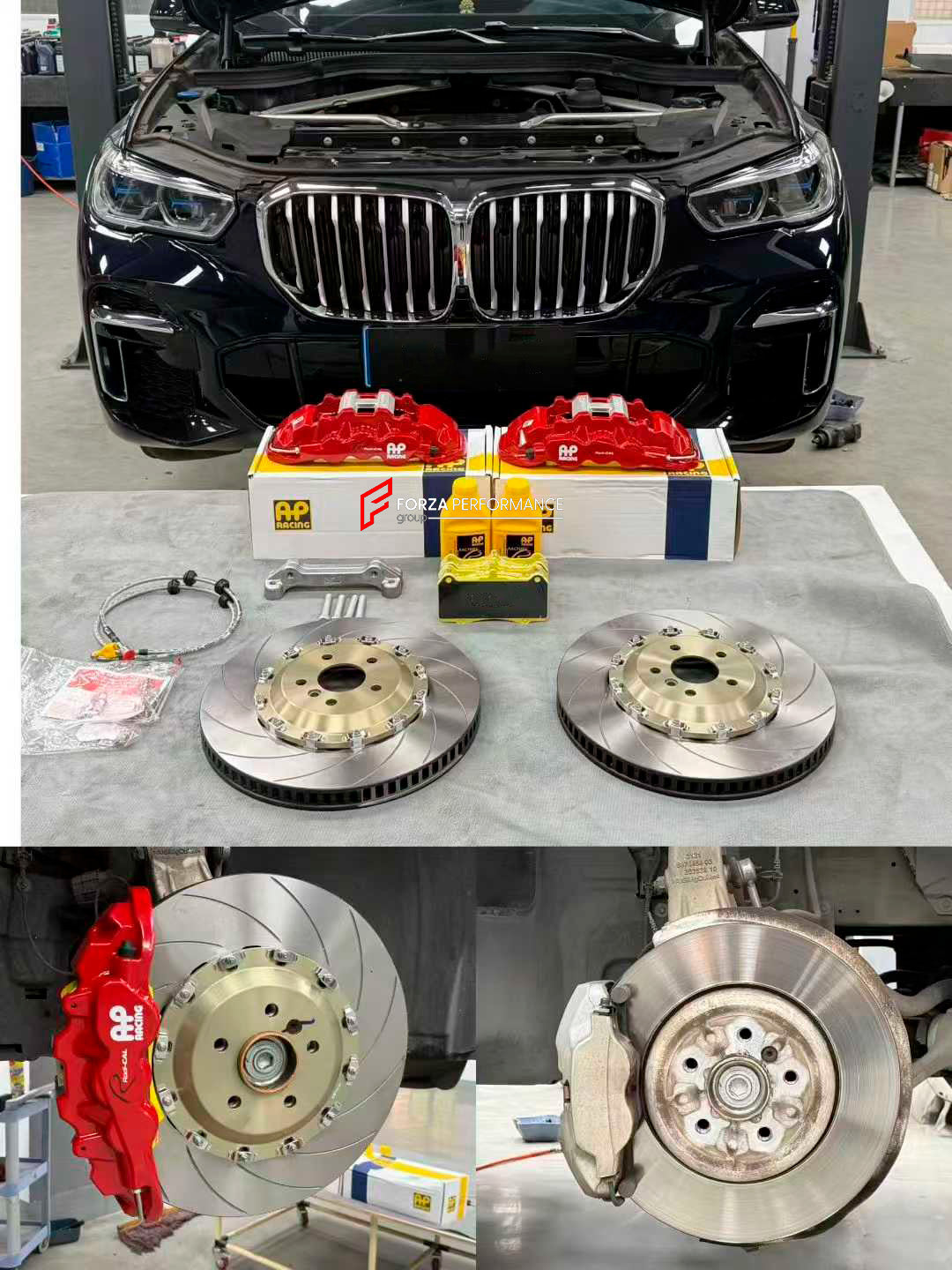 FRONT BIG BRAKE KIT BBK for BMW X5 xDRIVE30Li G05 G18 2018 - 2023

Forza Performance Group offers various types of big brake kits, all types of aftermarket brake calipers, as well as genuine original brands of all types, such as AP Racing, Brembo, Akebono, AMG, M Performance, Audi, Porsche, Lamborghini, Toyota TRD, etc.

Current set includes:

2x Authentic AP Racing CP8520 6 Pot Front Brake Calipers

2x Front Brake Discs 390 mm

2x Brake Caliper Adapters
2x Brake Pads


PLEASE INCLUDE YOUR VIN, MODEL AND YE