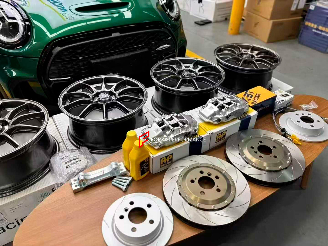 FRONT BIG BRAKE KIT BBK for MINI COOPER S F56 2021 - 2024

Forza Performance Group offers various types of big brake kits, all types of aftermarket brake calipers, as well as genuine original brands of all types, such as AP Racing, Brembo, Akebono, AMG, M Performance, Audi, Porsche, Lamborghini, Toyota TRD, etc.

Current set includes:

2x Authentic AP Racing CP9540 4 Pot Front Brake Calipers

2x Electric Parking Brake
2x Front Brake Discs 355 mm

2x Brake Caliper Adapters
2x Brake Pads


PLEASE INCLUDE YOUR