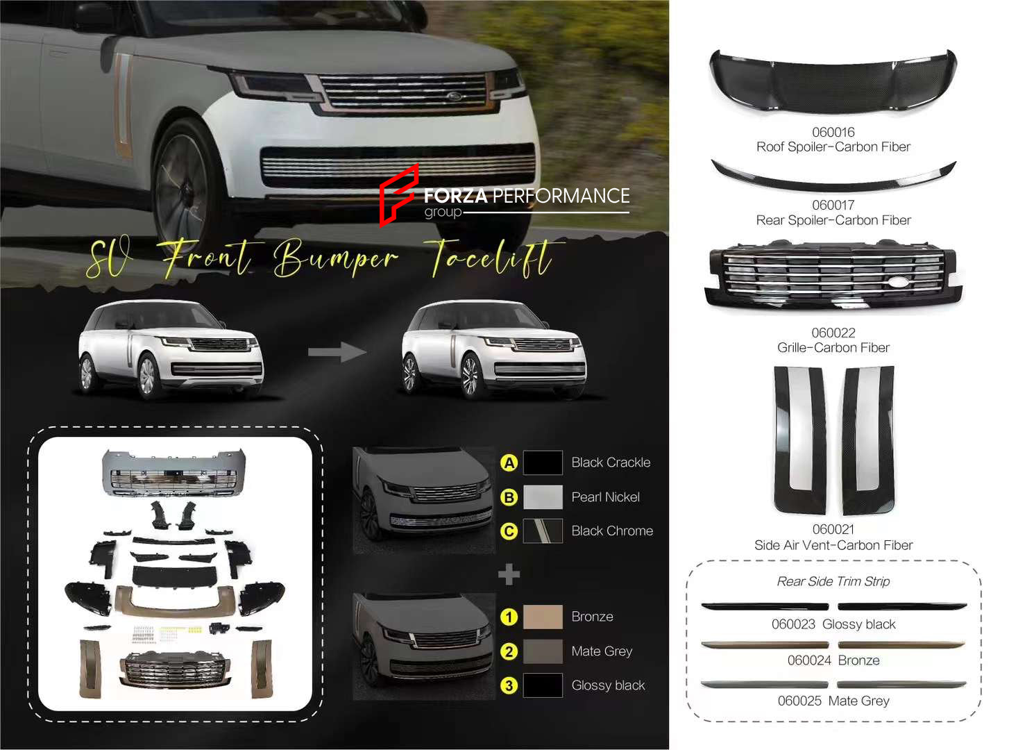 FACELIFT BODY KIT for LAND ROVER RANGE ROVER L460 2023+ FRONT BUMPER G ...