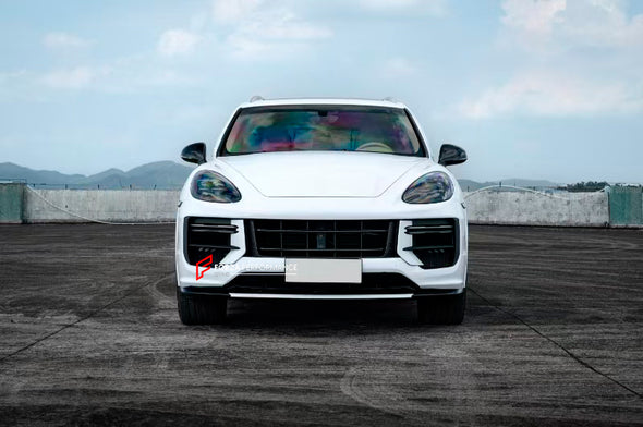 FRONT BUMPER and LED HEADLIGHTS for PORSCHE CAYENNE E2 92A 2010 - 2014 UPGRADE to E3 9YA 2023+

Set includes:
Front bumper
Headlights

Material: Plastic PP

NOTE: Professional installation is required

Payment ►
Visa

Mastercard

PayPal with a credit card (add 4.4% at checkout)
Payoneer
Cryptocurrency
Shipment ►
By express DHL/UPS/TNT/FedEx
To the local international airport
Special line by air
Special line by the sea
To Europe and the UK by train

Please let us know which shipping option you prefer.