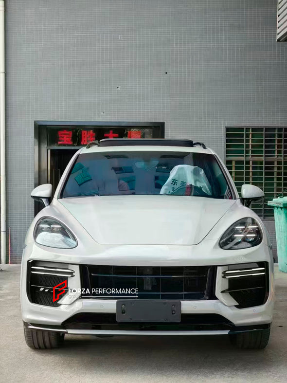 FRONT BUMPER and LED HEADLIGHTS for PORSCHE CAYENNE E2 92A 2010 - 2014 UPGRADE to E3 9YA 2023+

Set includes:
Front bumper
Headlights

Material: Plastic PP

NOTE: Professional installation is required

Payment ►
Visa

Mastercard

PayPal with a credit card (add 4.4% at checkout)
Payoneer
Cryptocurrency
Shipment ►
By express DHL/UPS/TNT/FedEx
To the local international airport
Special line by air
Special line by the sea
To Europe and the UK by train

Please let us know which shipping option you prefer.