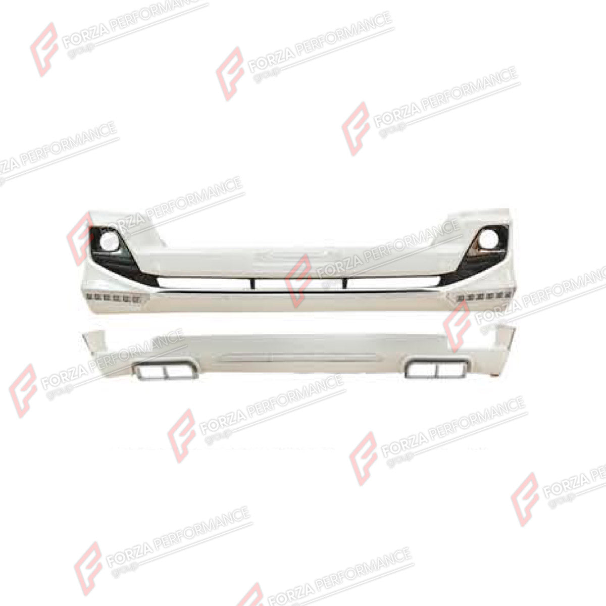 FRONT BUMPER AND REAR BUMPER for TOYOTA LAND CRUISER PRADO 150 2009 - 2016

Set includes:
Front Bumper
Rear Bumper

Material: Plastic

NOTE: Professional installation is required.