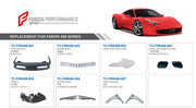 FRONT BUMPER AND SIDE FENDERS for FERRARI 458  Set includes:  Front Bumper (813 674 00) Bumper Beam (312857/312858) Head Lamp Lens Head Lamp Washer Cover (82763610/82763510) Bumper Grille (81368500/81368400) Inner Fender (82911600/82911500) Fender (82761611/82761711)