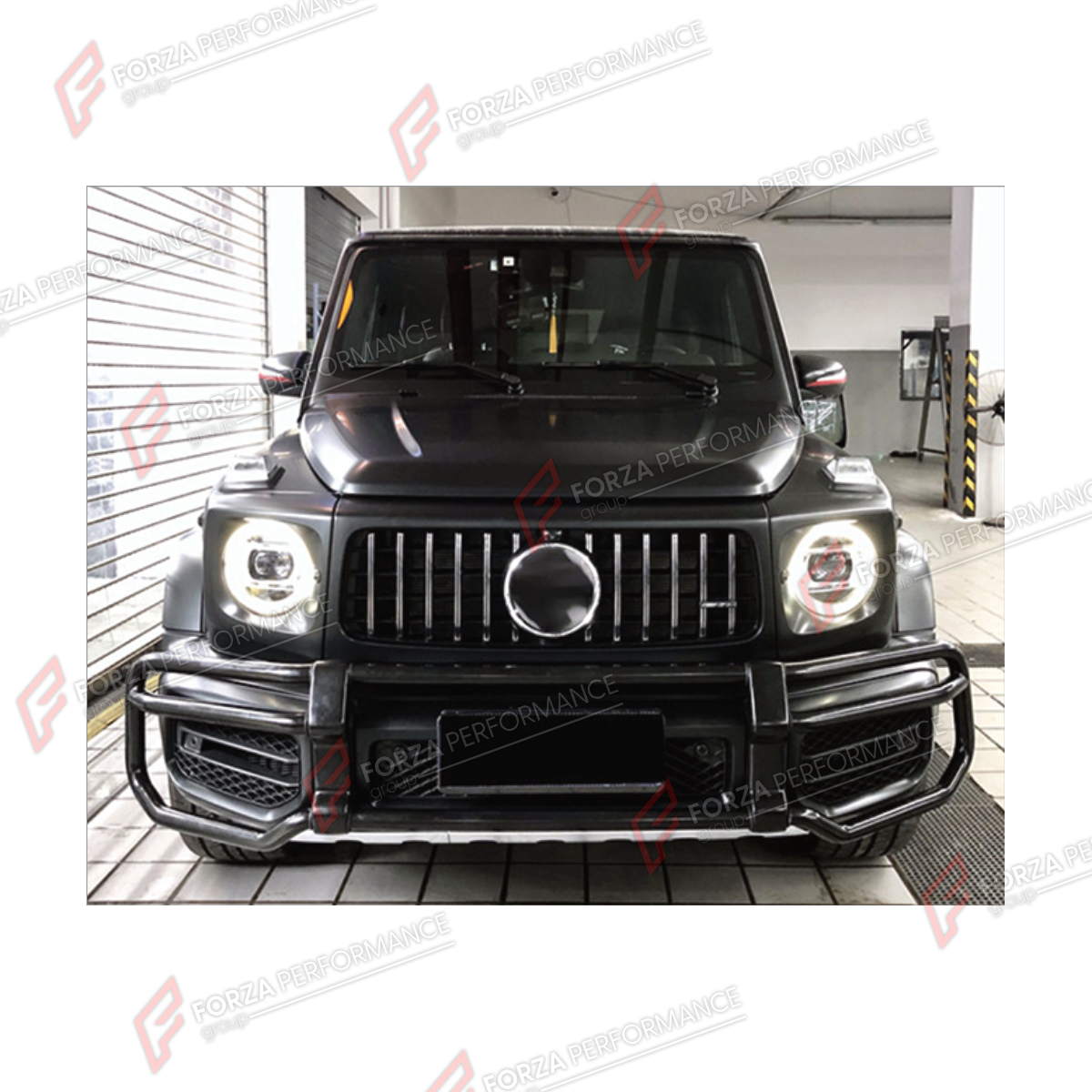 FRONT BUMPER BULL BAR for MERCEDES-BENZ G-CLASS W464 G63 2019 - 2024

Set includes:
Front Bumper Bull Bar

Material: Iron

NOTE: Professional installation is required.