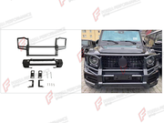FRONT BUMPER BULL BAR for Mercedes-Benz G-Class W464 G63 2019 - 2024
Set includes:

Front Bumper Bull Bar
Material: Plastic, Stainless Steel, Aluminium

NOTE: Professional installation is required.