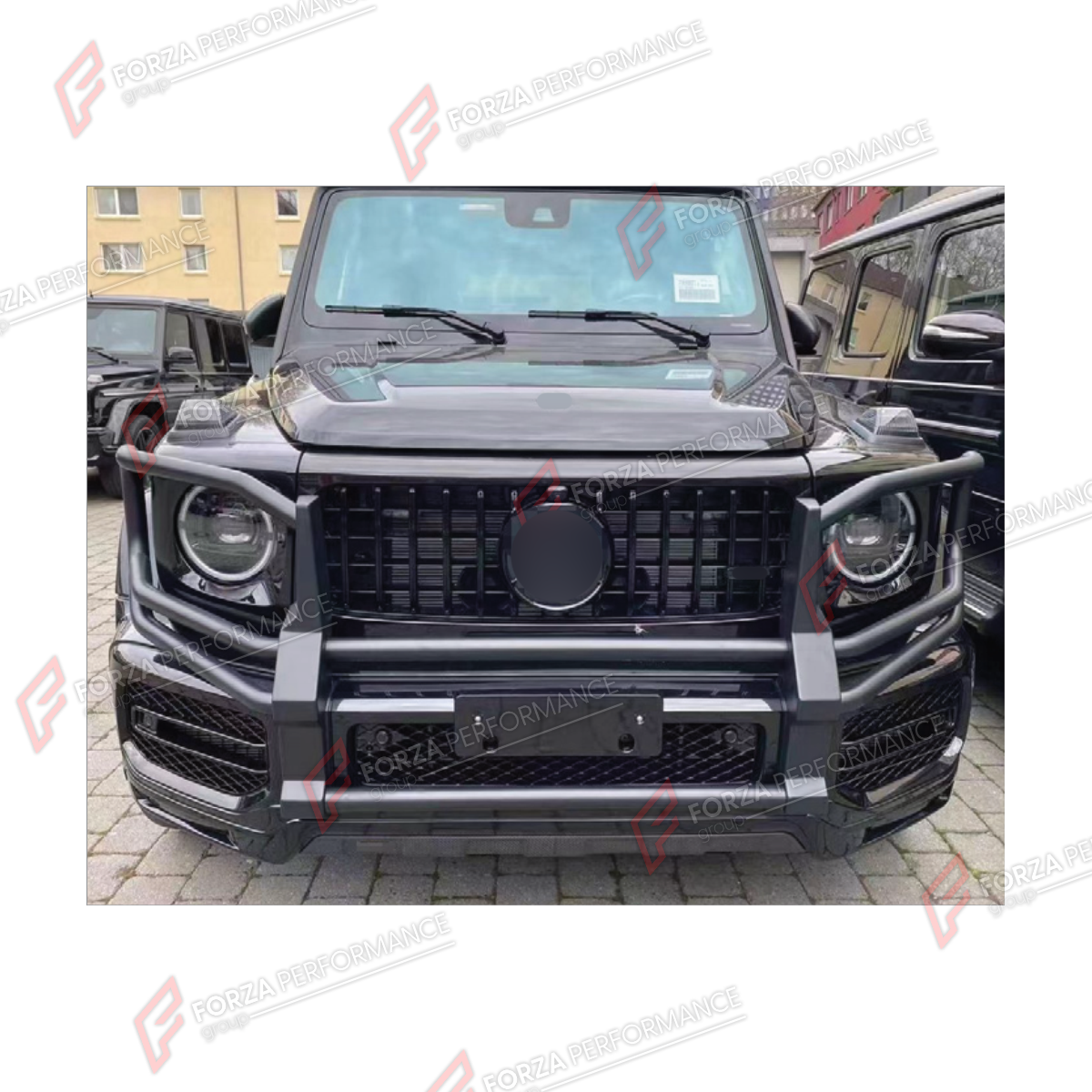 FRONT BUMPER BULL BAR for Mercedes-Benz G-Class W464 G63 2019 - 2024
Set includes:

Front Bumper Bull Bar
Material: Plastic, Stainless Steel, Aluminium

NOTE: Professional installation is required.