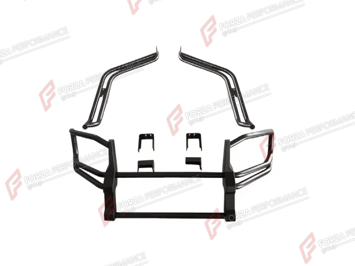 FRONT BUMPER BULL BAR for MERCEDES-BENZ G-CLASS W464 G63 2019 - 2024 FORZA PERFORMANCE custom fit Off-Road
Set includes:

Front Bumper Bull Bar
Material: Plastic, Stainless Steel, Aluminium

NOTE: Professional installation is required.